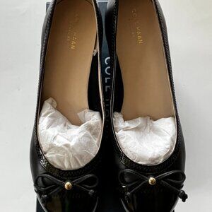 Cole Haan Women's Elsie Wedge in Black Leather/Patent Leather